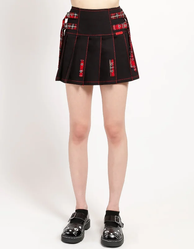PLEATED STRAP SKIRT high waist skirt
