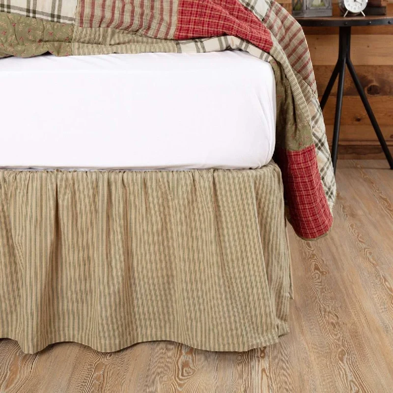 Prairie Winds Green Ticking Stripe Bed Skirts VHC Brands athletic skirt fit