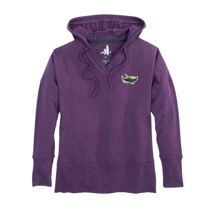 Devil Rays Women's Johnnie-O Purple Carrie V-Neck Hoodie Hoodie with Zipper Versatile Modern