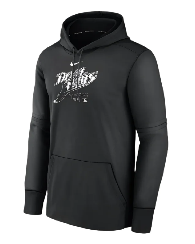 Rays Women's Nike Devil Rays Black AC Practice Performance Hoodie Hooded Sweatshirt Casual Wear Street Style