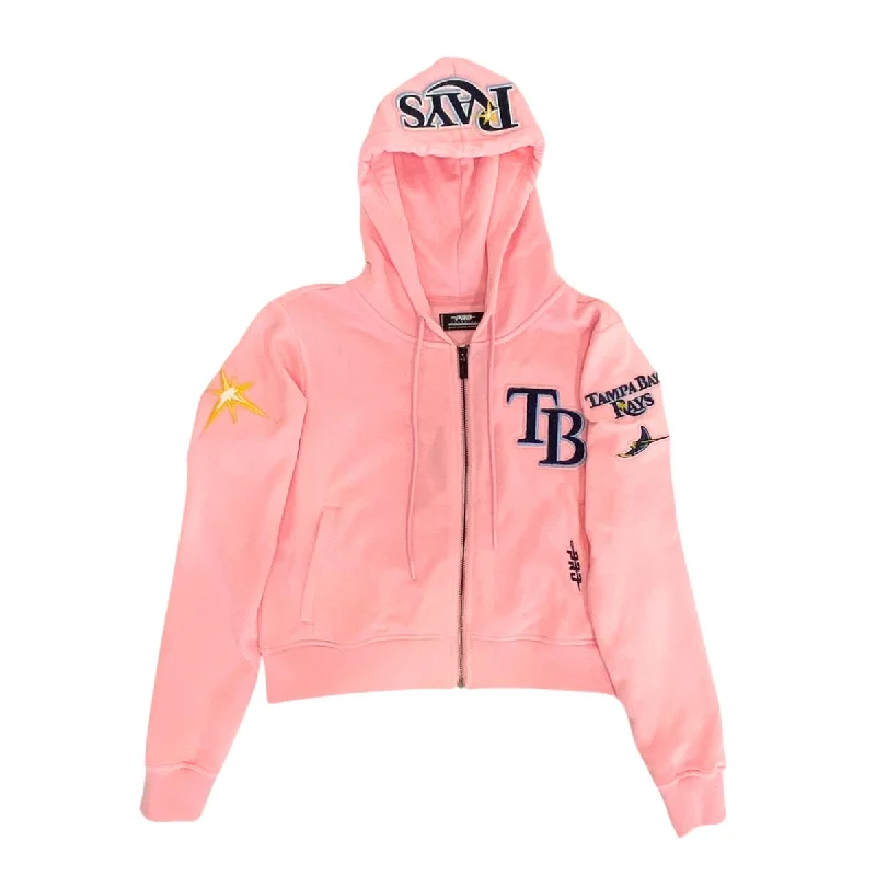 Rays Women's Pro Standard Pink Promax Zip Up Hoodie Hoodie with Cropped Fit Short Trendy