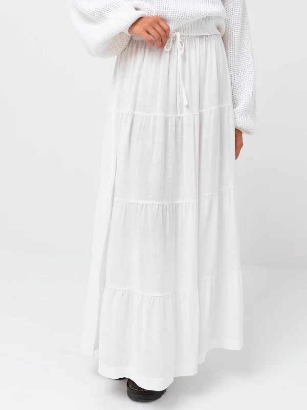 Classic Tiered Maxi Skirt asymmetrical skirt cut