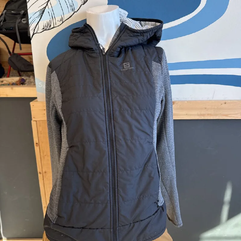 Salomon- women's hybrid hoodie- MSRP compared $200 : Black Gre -women-MD Hoodie with Rhinestones Sparkly Elegant