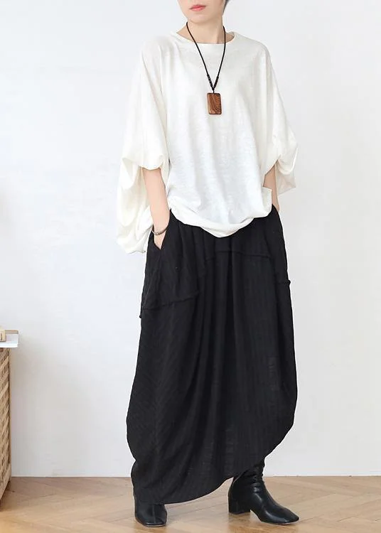 Simple Black asymmetrical Design Linen Skirt vintage skirt charm