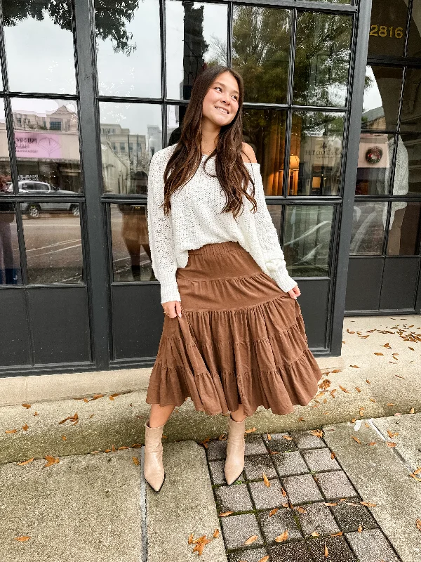 Tiny Corduroy Tiered Skirt chiffon skirt delicate