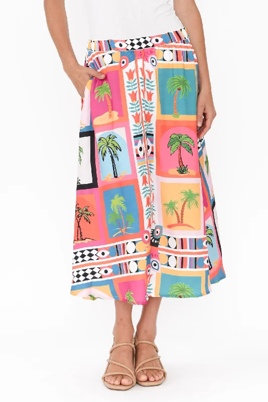 Sulky Pink Tropical Skirt denim skirt classic