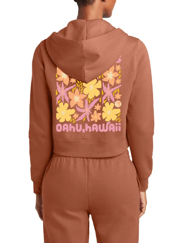 T&C Surf Lovely Puas Crop Zip Hoodie Hoodie with Print Artistic Unique