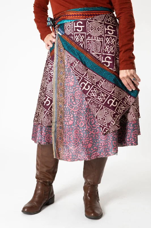 Tea Length Sari Silk Wrap Skirt pencil skirt chic