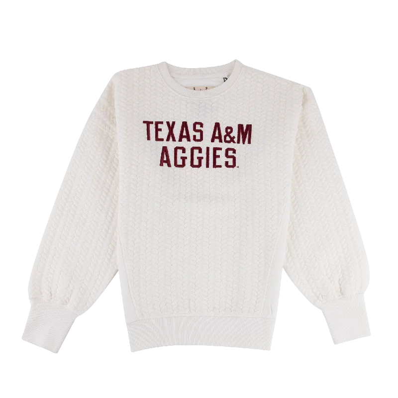 Texas A&M Aggies Roxbury Cable Knit Sweatshirt Hoodie with Neon Bright Vibrant