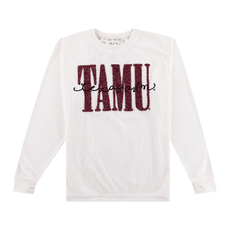 Texas A&M Zoe Plush Rib Sweatshirt Hoodie with Magnetic Closure Innovative Modern