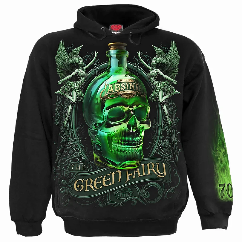 THE GREEN FAIRY - Hoody Black Hoodie with Hem Contrast Bold Stylish