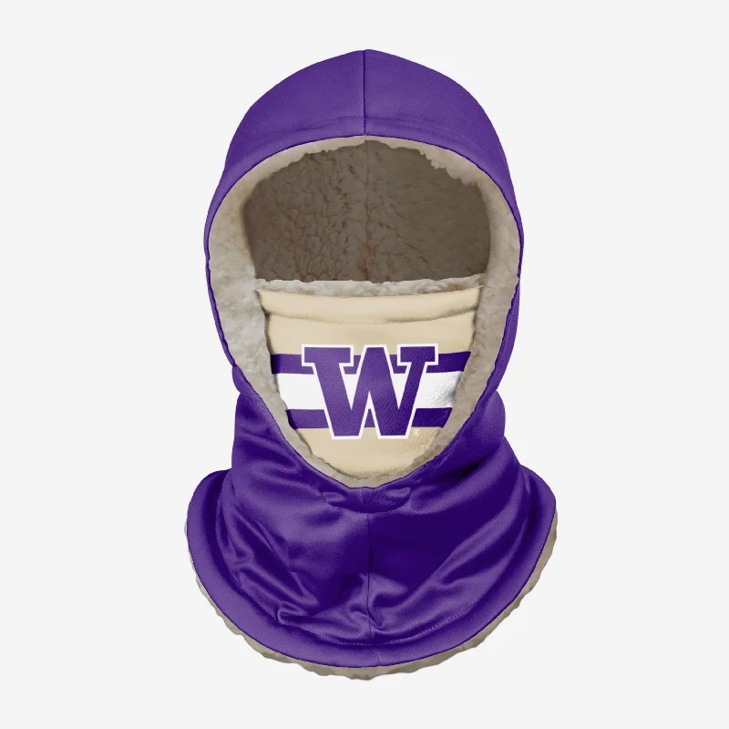 Washington Huskies Thematic Hooded Gaiter Hoodie with Mock Neck Collared Structured