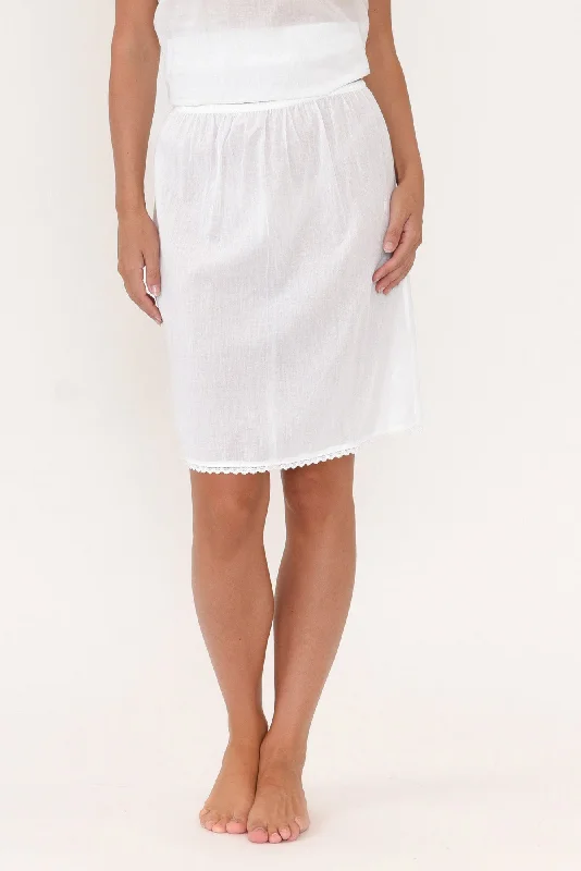White Cotton Slip Skirt wrap skirt elegant
