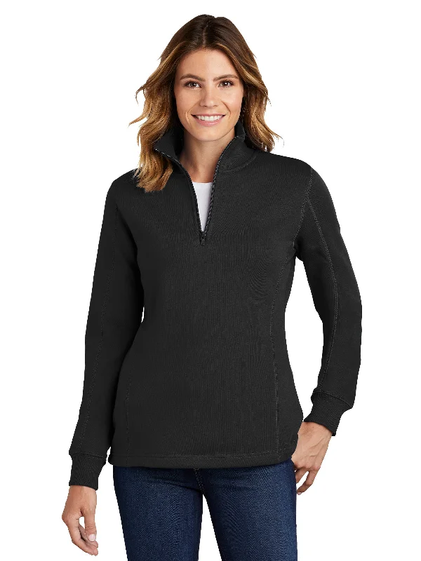 Women's 1/4-Zip Sweatshirt Hoodie with Belted Waist Structured Tailored