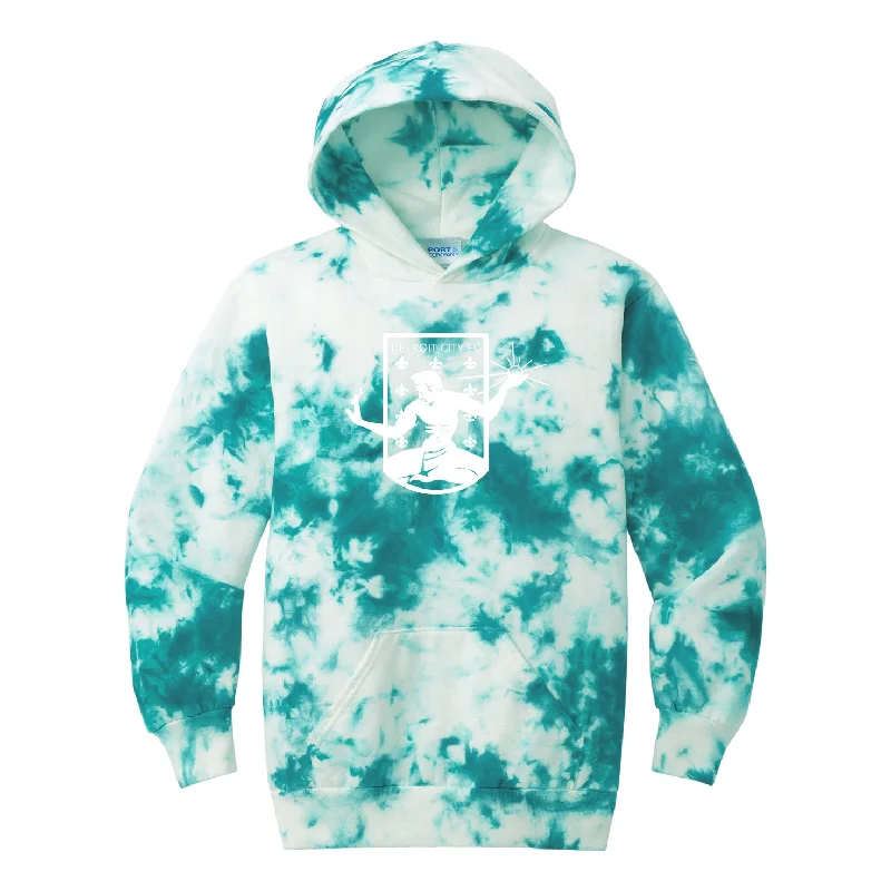 Youth Crystal Tie-Dye Hoodie - Teal Hoodie Crop Top Short Trendy